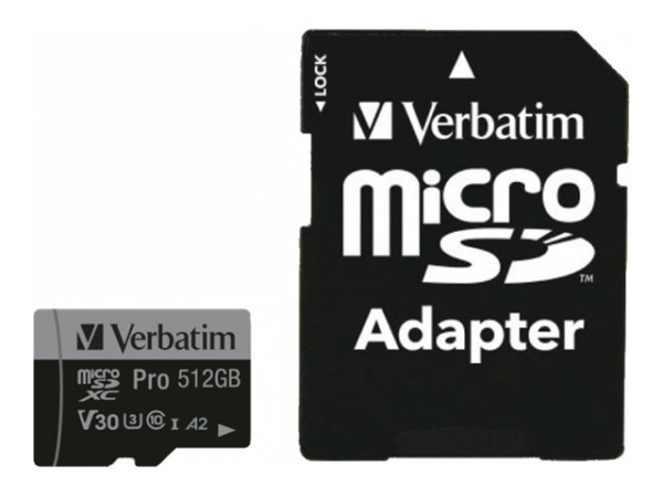 Verbatim Pro U3 512GB microSDXC (schwarz, Class 10, UHS-I