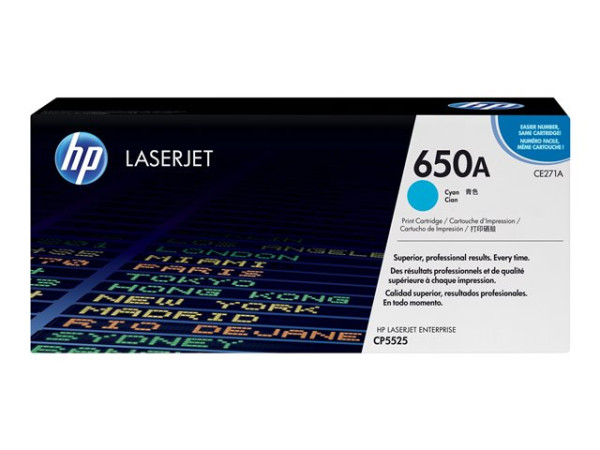 HP CE271A|650 A Tonerkartusche cyan, 15.000 Seiten ISO/IEC