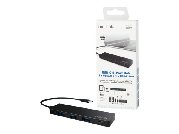 Logilink USB HUb 1x USB-C 3.0, 3x USB-A 3.0, USB-C 3.0 Steck