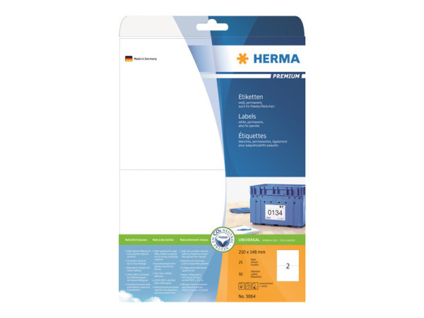 HERMA Etiketten Premium A4 wei? 210x148 mm Papier 50 St.