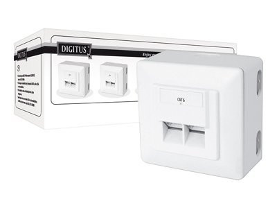 NW TP Dose, aufputz, 2 Stecker RJ45, CAT6 5er Set
