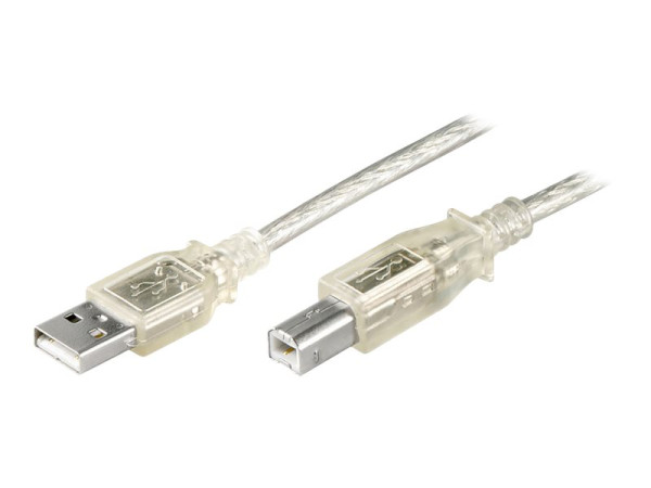 USB-Kabel USB2.0 Typ A -> Typ B St/St 1,80m transparent