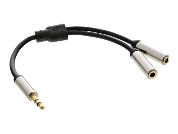 InLine Slim Audio Y-Kabel Klinke 3,5mm ST an 2x Klinke BU,
