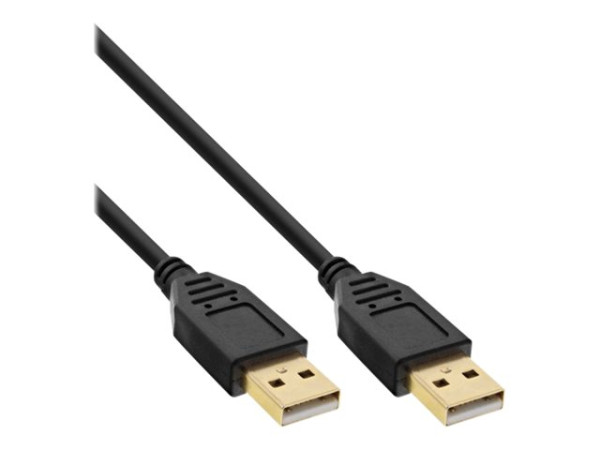 InLine? USB 2.0 Kabel, A an A, schwarz, Kontakte gold, 3m