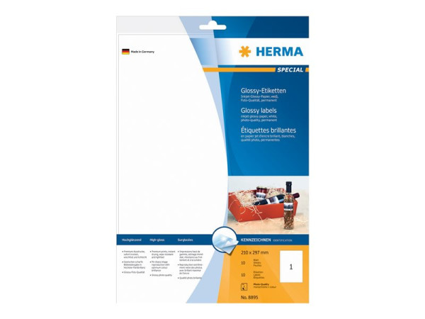 HERMA Inkjet-Etik. A4 wei? 210x297 mm Papier gl?nzend 10 St.