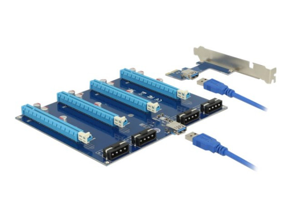 DeLOCK Riser Card PCI x1 >4xPCI x16 USB mit 60 cm