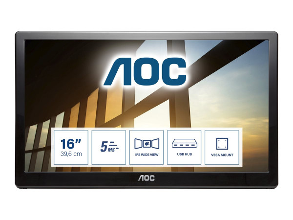 AOC 15,6 L I1659FWUX | portablen USB-Monitor schwarz,