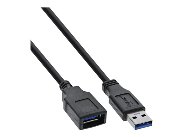 InLine USB 3.2 Gen.1 Kabel, A Stecker / Buchse, schwarz, 5m