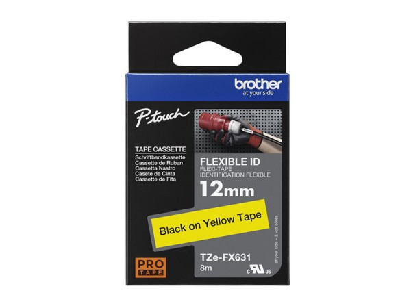 Schriftbandkassette Brother 12mm gelb/schwarz TZEFX631