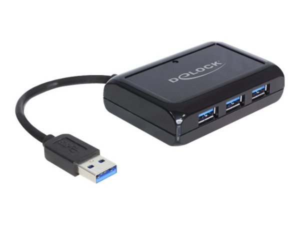 USB-HUB Delock 3-Port USB3.0, schwarz, mit NT