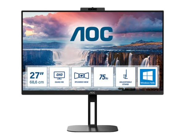 AOC 27 L Q27V5CW/BK Webcam 2MP Windows Hello