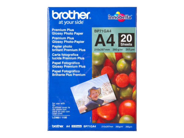 Brother BP71GA4 A4, 20 Blatt, 260 g/m², glänzend Fotopapier