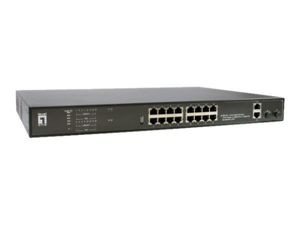 LevelOne Switch 16x GE GEP-2021 2xGE 2xGSFP 19" 270W 16xPoE+