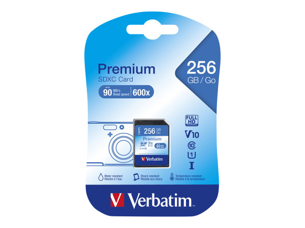 Verbatim SD 256GB Cl.10 SDXC VER schwarz,