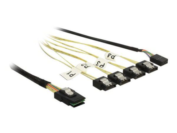 DeLOCK Kabel 4x SATA -> SFF-8087 SB 1m schwarz, 1