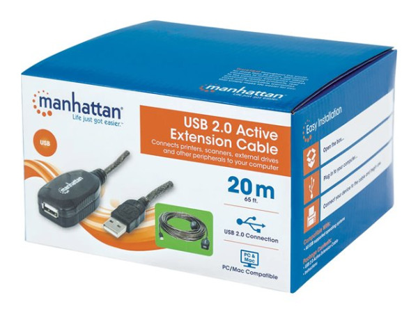 USB-Repeater Kabel Manhattan USB 2.0 A -> A St/Bu 20m si