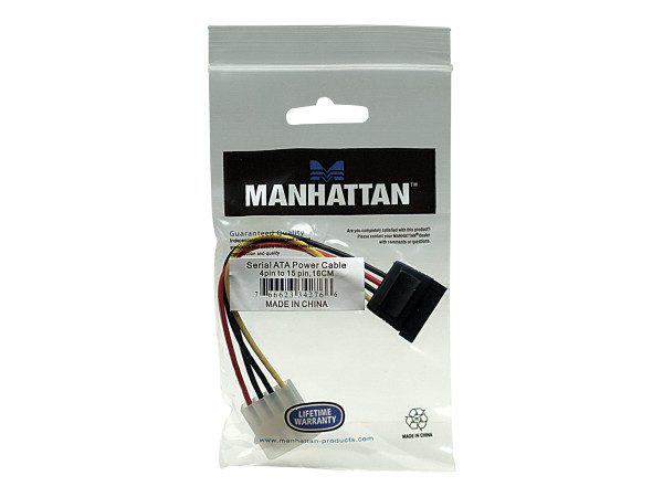 SATA-Kabel Manhattan 4-Pol St -> 15-Pol Bu 16cm