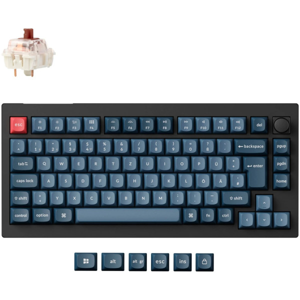 Keychron V1 Max (schwarz/blaugrau, DE-Layout, Gateron