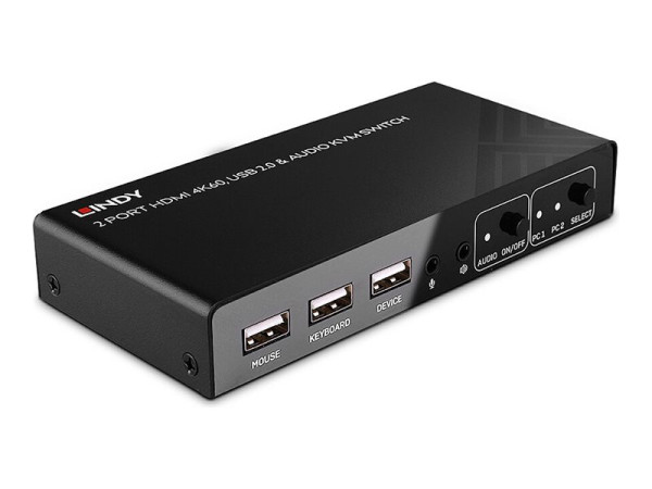 Lindy 2 Port HDMI 4K60, USB 2.0 & Audio KVM Switch 32809