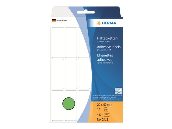 HERMA Vielzwecketiketten gr?n 20x50 mm Papier matt 480 St.