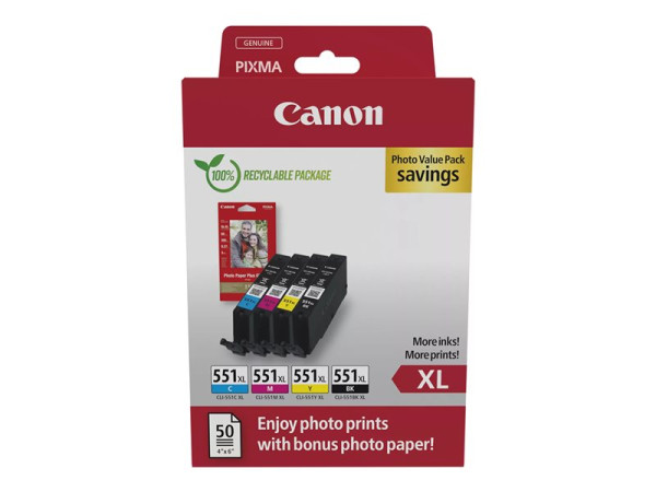 Canon Tinte Photo Value Pack CLI-551XL (inkl. 50 Blatt