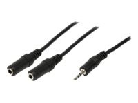 LogiLink Audio cable 1x 3,5mm male 2x 3,5mm female, 0,2m