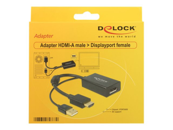 Delock Adapter HDMI-A male > DisplayPort 1.2 female black