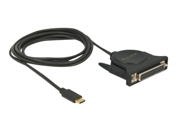 DeLOCK USB C 2.0 Stk > 1x Par. DB25 Bu schwarz,