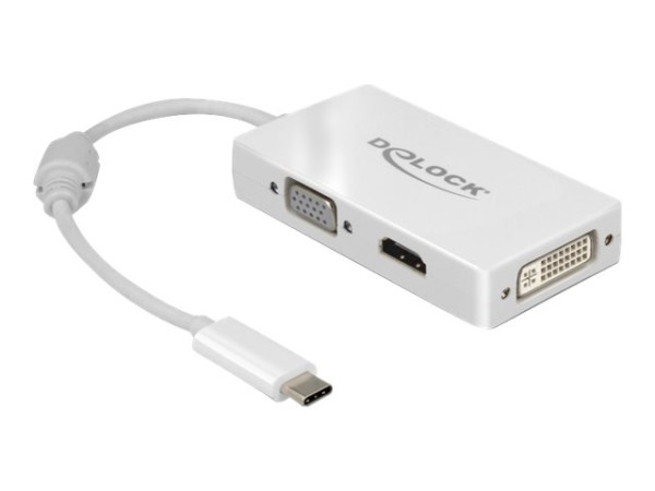 DeLOCK Adap. USB C St>VGA/HDMI/DVI bu wh weiß, 13cm