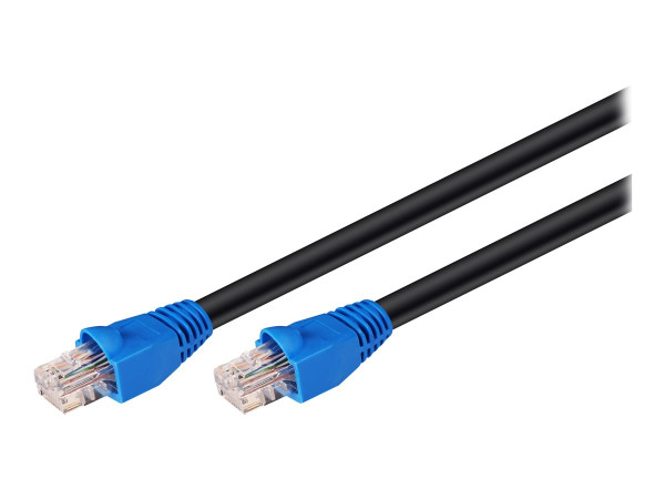 Kabel Patchkabel RJ45 10m Cat6 Outdoor UTP schwarz