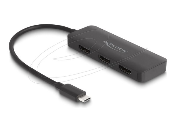 DeLOCK USB-C > 3x HDMI Splitter MST 4K 60Hz (schwarz, 15cm)