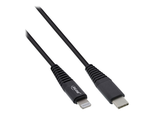 InLine Lightning USB-C Kabel, für iPad, iPhone, 2m schwarz