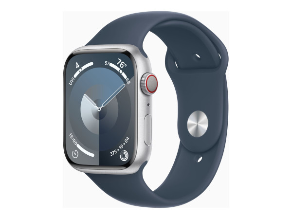 Apple Watch Series 9 (silber/dunkelblau, Aluminium, 45 mm,