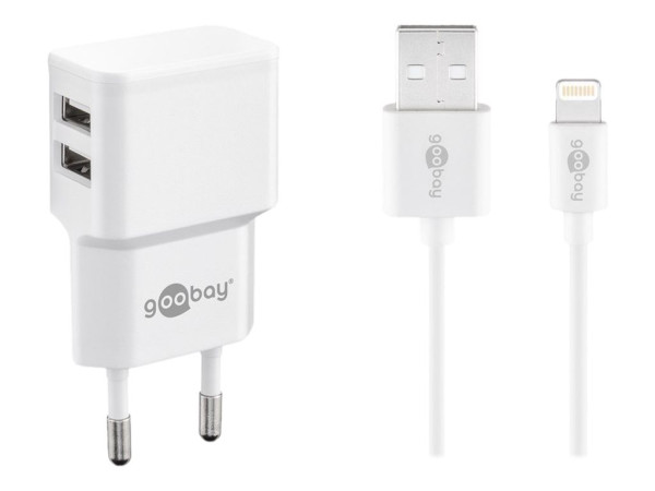 goobay Apple Lightning Dual Ladeset 2,4A weiß 2