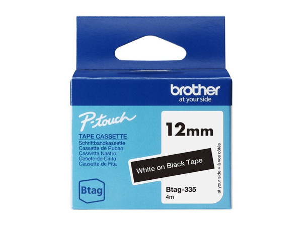 Brother Schriftband Btag-335 (12mm, weiß auf schwarz, nicht