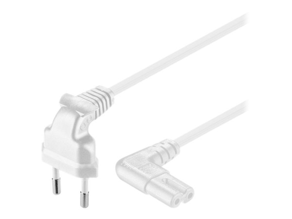 goobay Netzkabel Eurostecker 90°, Kabel weiß, 1,0 Meter 1 m