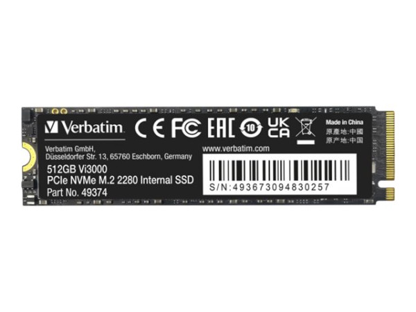 Verbatim SSD 512GB 3.3/2.5 Vi3000 PCIe3 VER