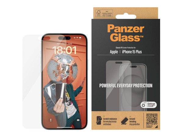 Panzerglass Screen Protector iPhone 15 Plus, Classic Fit