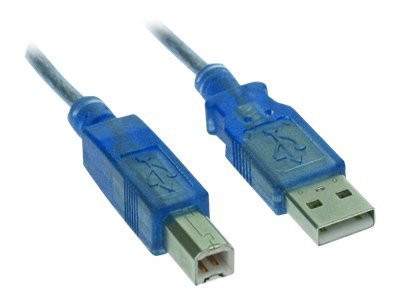 InLine® USB 2.0 Kabel, A an B, blau-transparent, 3m