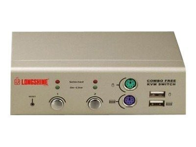 Longshine 2-Port USB/PS2 KVM Switch Metal inkl. Kabel