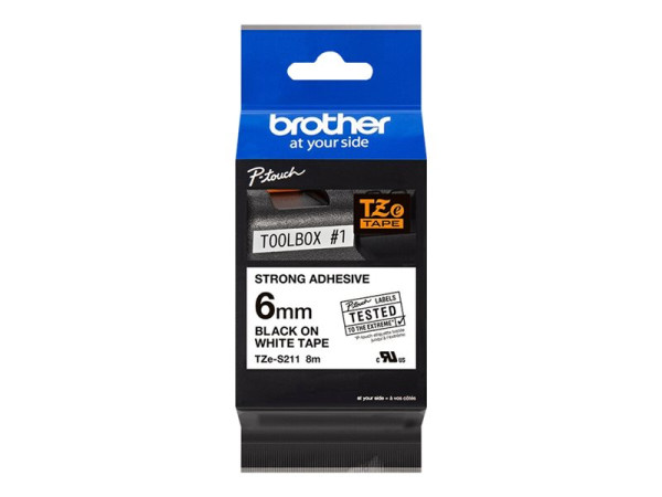 Schriftbandkassette Brother 6mm wei?/schwarz TZES211