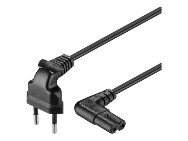 goobay Netzkabel Eurostecker 90ø, Kabel schwarz, 3,0 Meter