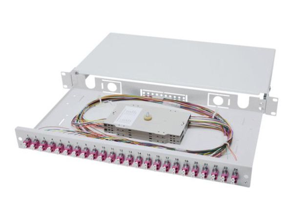 Digitus LWL Spleißbox, 1HE, bestückt, LC, OM4 (grau)