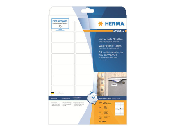 HERMA Inkjet-Etik. A4 wei? 63,5x29,6 mm wetterfest 270 St.