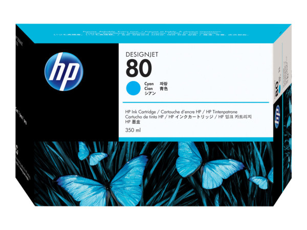 HP C4846A|80 Tintenpatrone cyan High-Capacity, Inhalt 350