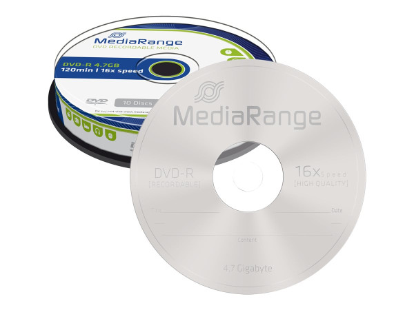 DVD-R MediaRange 4,7GB 10pcs Spindel 16x