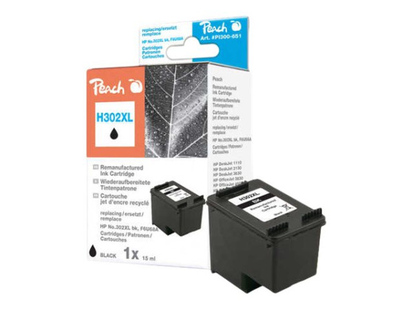 Peach Tinte schwarz PI300-651 kompatibel zu HP 302XL Tinte