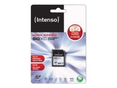 64 GB SDXC Card Intenso Class 10 20/12MBs