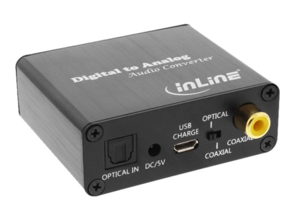 Inline Audio-Konverter Digital zu Analog, Toslink & Cinch