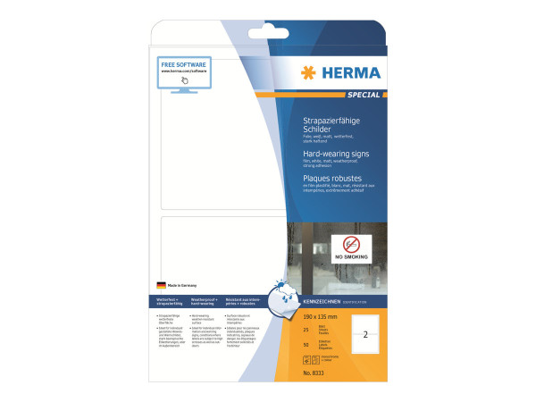 HERMA Schilder A4 wei? 190x135 mm Folie 50 St.